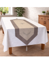 chemin de table nuance de gris, avec broderie bohème, 45x150cm sur fond d'ambiance, details aux extremités