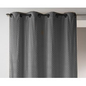 Rideau avec Parement à Plis Gris - Toile Coton Gris 135x260