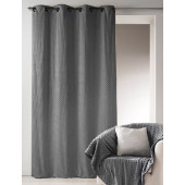 Rideau avec Parement à Plis Gris - Toile Coton Gris 135x260