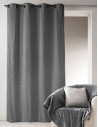 Rideau avec Parement à Plis Gris - Toile Coton Gris 135x260