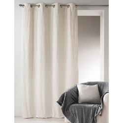Rideau avec Parement à Plis Gris - Toile Coton Gris 135x260