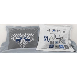 Lot de 2 Taies d'oreillers Placées 65x65cm Cerf des Neiges Bleu