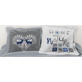 Lot de 2 Taies d'oreillers Placées 65x65cm Cerf des Neiges Bleu