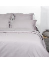 Housse de Couette 240x280 unie gris souris coton + 2 taies assorties