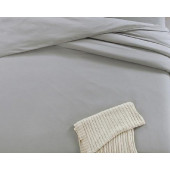 Housse de Couette 240x280 unie gris souris coton + 2 taies assorties
