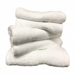 Lot de 5 Grandes Serviettes Eponge 600 g/m²  100 % coton - Blanche