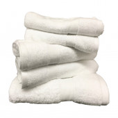 Lot de 5 Grandes Serviettes Eponge 600 g/m²  100 % coton - Blanche