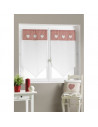 Voilage etamine vichy blanc coeur rouge